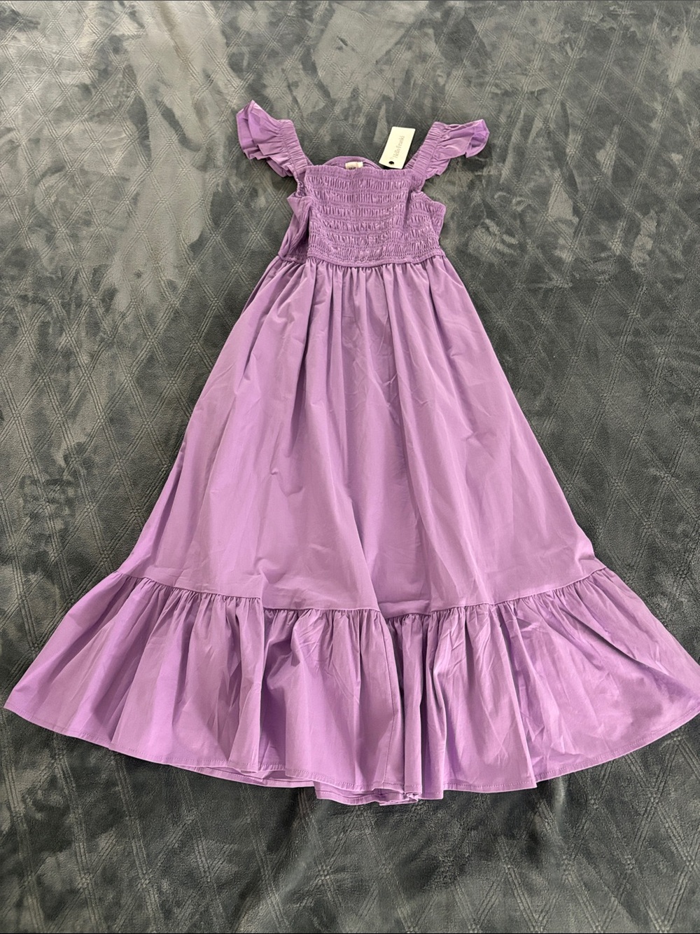 Girls' Lavender Smocked Maxi Dress with Ruffle Straps